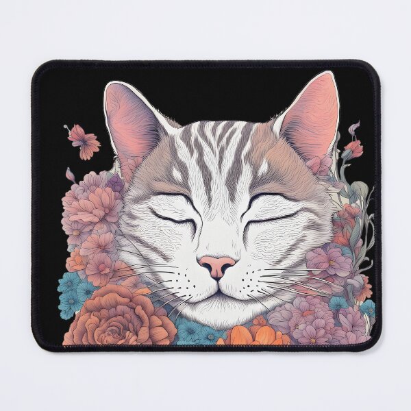 Item preview, Sleepy White Cute colourful flowers  designed and sold by Catophile.