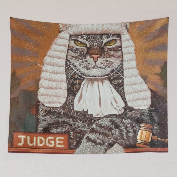 Item preview, Cat judge fantasy oil painting designed and sold by Yue Zeng Art Studio.