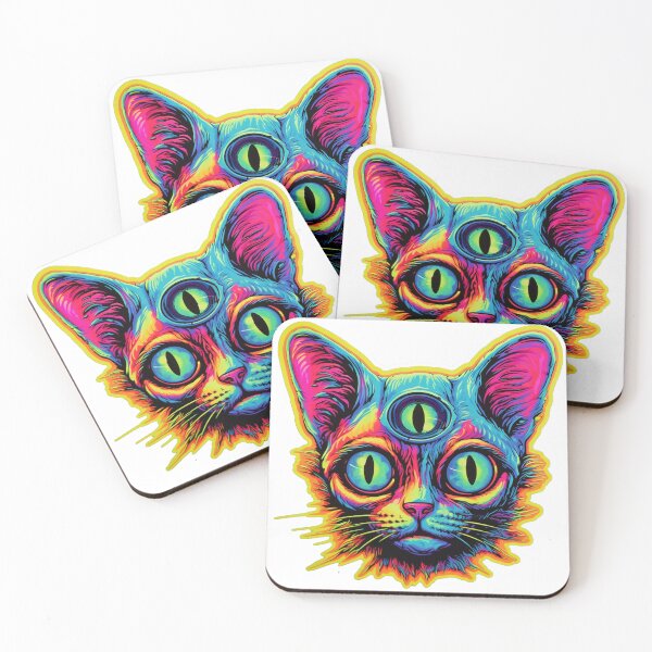 Item preview, Colorful Three Eyed Alien Cat designed and sold by ReverseBleach.