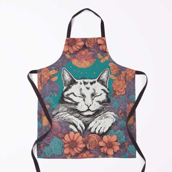 Item preview, Relaxing Sleepy Cute white Cat in floral grass designed and sold by Catophile.