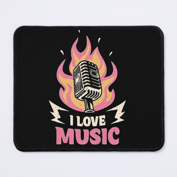 Item preview, microphone on fire "I love music" designed and sold by NotesForMusic.