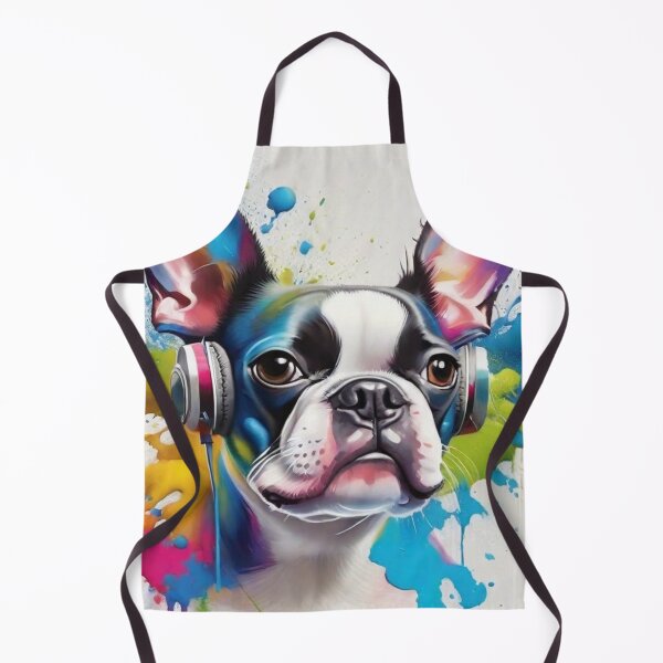 Item preview, Boston Terrier Dog Portrait With Headphones designed and sold by Wolfheartart.