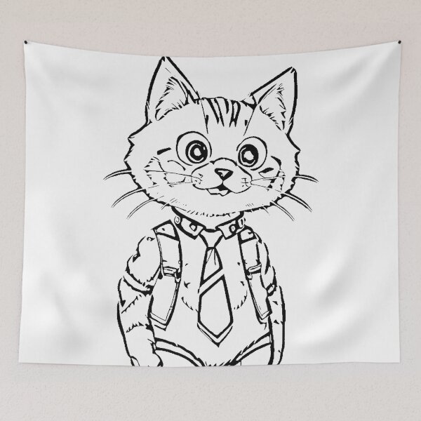Item preview, Whimsical Black and White Cat with Playful Details designed and sold by SirZeus.