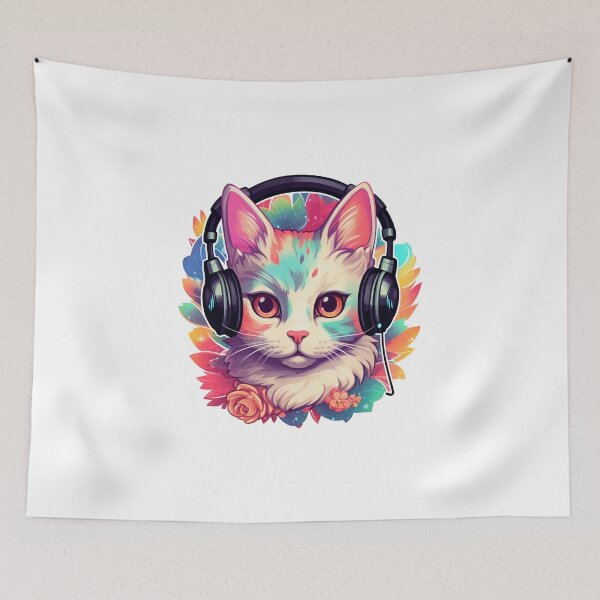 Item preview, Cute Kitten Wearing Headphones designed and sold by ReverseBleach.