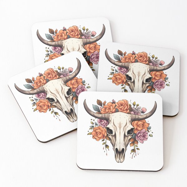 Item preview, Rustic Floral Ranch Boho Cow Skull designed and sold by meganohm.