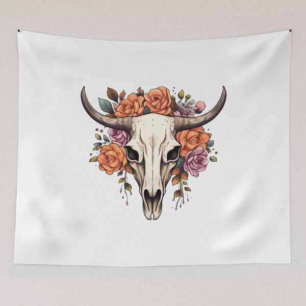 Item preview, Rustic Floral Ranch Boho Cow Skull designed and sold by meganohm.