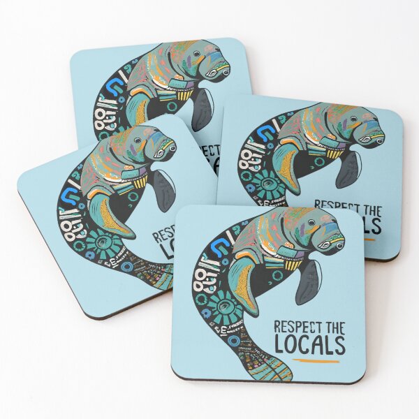 Item preview, Respect the Locals" - Colorful Manatee design designed and sold by SandbarTees.