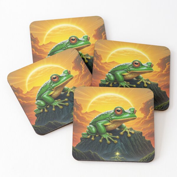 Item preview, Vintage sunsite cute frog on the mountain tip " funny  Frog pose  designed and sold by Obinne.