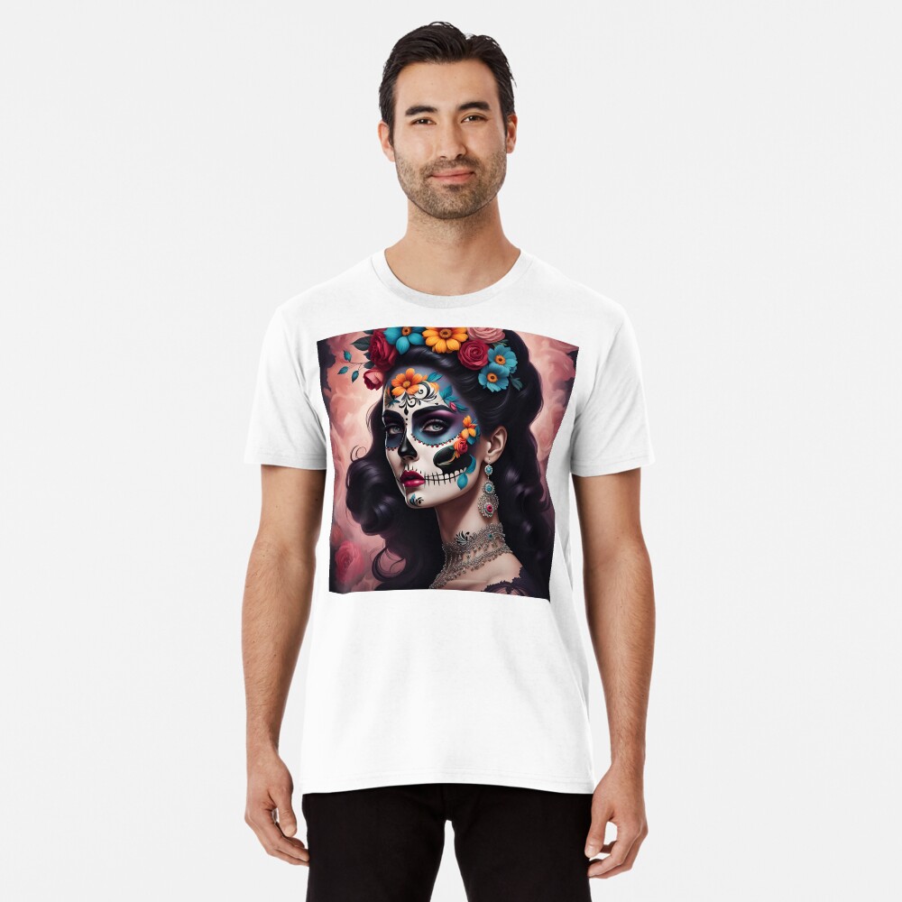 "Floral Sugar Skull Woman " Sticker for Sale by HansiniDesigns | Redbubble