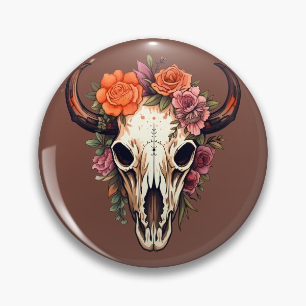 Item preview, Boho Cow Skull with Warm Tones and Florals designed and sold by meganohm.
