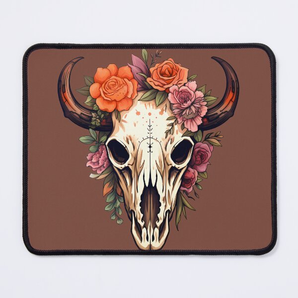 Item preview, Boho Cow Skull with Warm Tones and Florals designed and sold by meganohm.