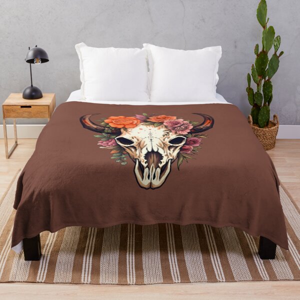 Item preview, Boho Cow Skull with Warm Tones and Florals designed and sold by meganohm.