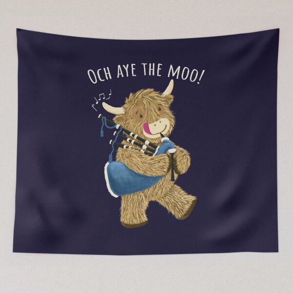 Item preview, Scottish Highland Cow And Bagpipes Says Och Aye The Moo! designed and sold by brodyquixote.
