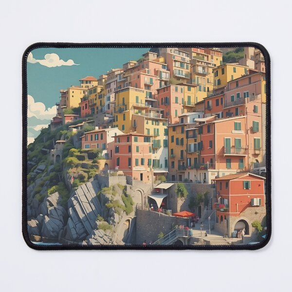 Aperçu de l'œuvre Cinque Terre Sérénité : affiche de voyage vintage créée et vendue par Ceemko's Vintage Corner.