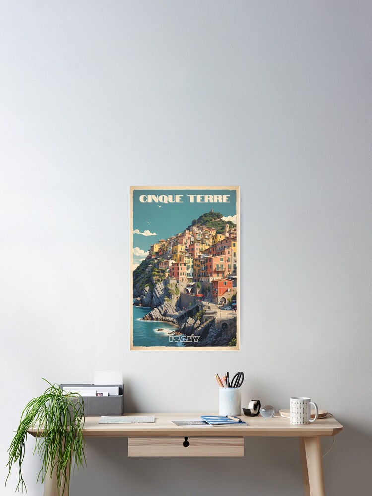 Thumbnail 2 of 3, Poster, Cinque Terre Serenity: Vintage Travel Poster designed and sold by Ceemko.