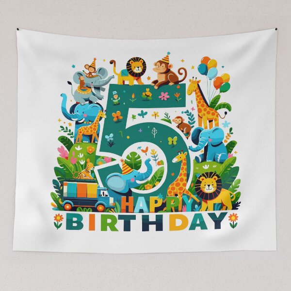 Item preview, Jungle Parade 5th Birthday Fun designed and sold by Jurady.