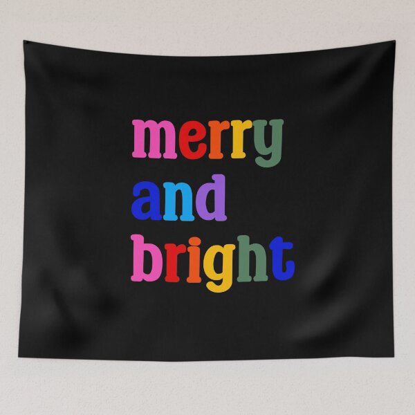 Item preview, Merry and Bright, Christmas, Rainbow, Typography designed and sold by OneThreeSix.