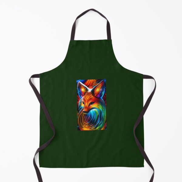 Item preview, stylized fox portrait, digital kinetic light, bluish red luminous glass appearance designed and sold by Creativesphotos.