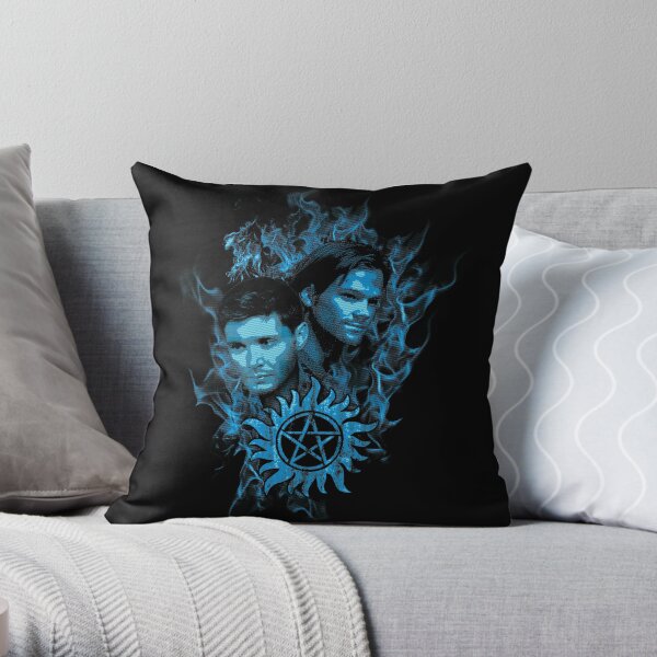 Sam and Dean in Flames Throw Pillow