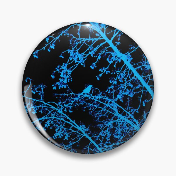 Item preview, Bird in Branches - Blue on Black designed and sold by JasperVentures.