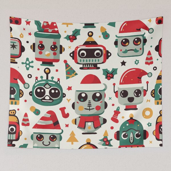 Item preview, Christmas Robot Heads Pattern designed and sold by ArtFactoryAI.