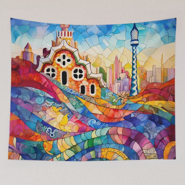 Item preview, Barcelona Gaudi Park Guell trencadis Mosaic art designed and sold by LolioGifts.