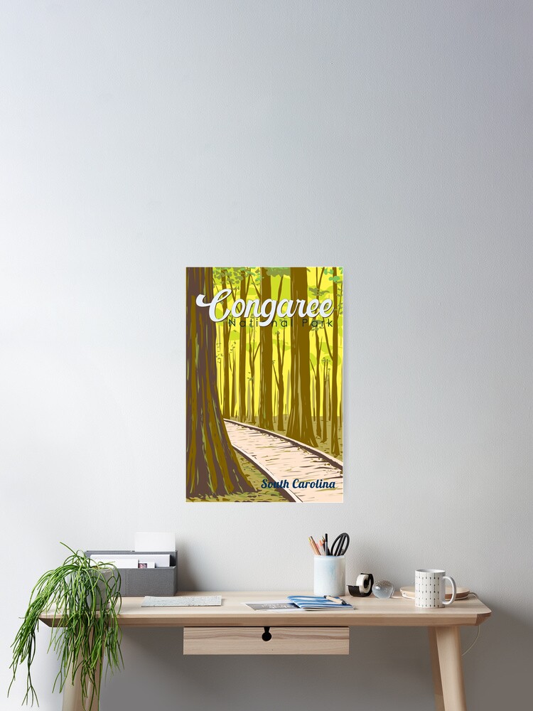 Thumbnail 2 of 3, Poster, Congaree National Park Illustration Travel Art Vintage designed and sold by KrisSidDesigns.