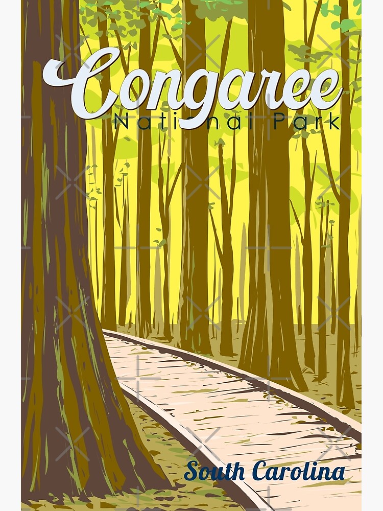 Thumbnail 3 of 3, Poster, Congaree National Park Illustration Travel Art Vintage designed and sold by KrisSidDesigns.