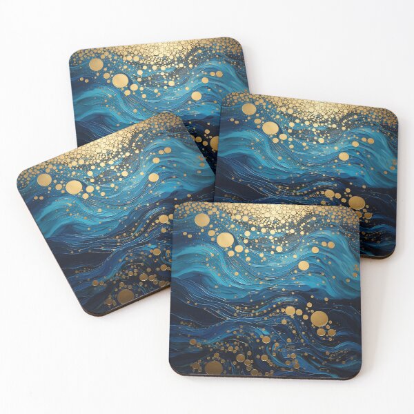 Item preview, Waves in Blue and Gold designed and sold by JoanNinjaHen.
