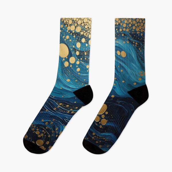 Item preview, Waves in Blue and Gold designed and sold by JoanNinjaHen.