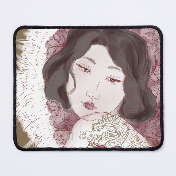 Item preview, a lady with peony and dragon tattoo designed and sold by yaoyao-friends.
