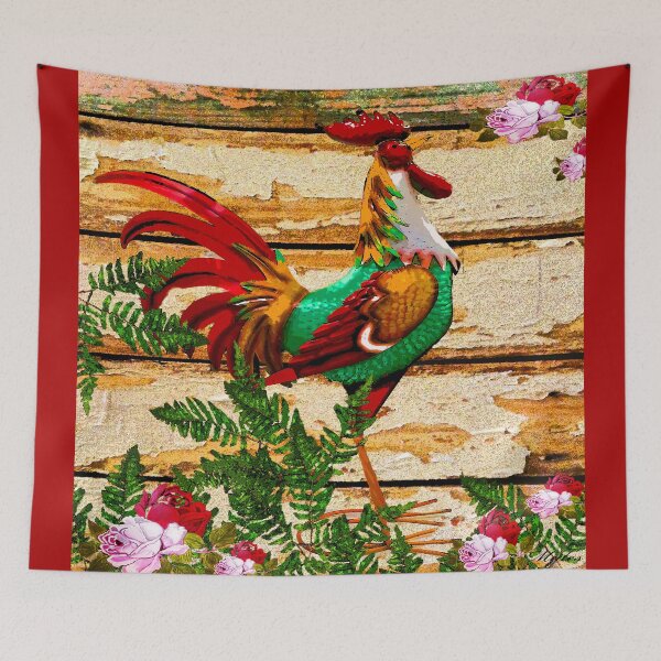 Item preview, ROOSTER ROSES AND FERNS designed and sold by Overthetopsm.