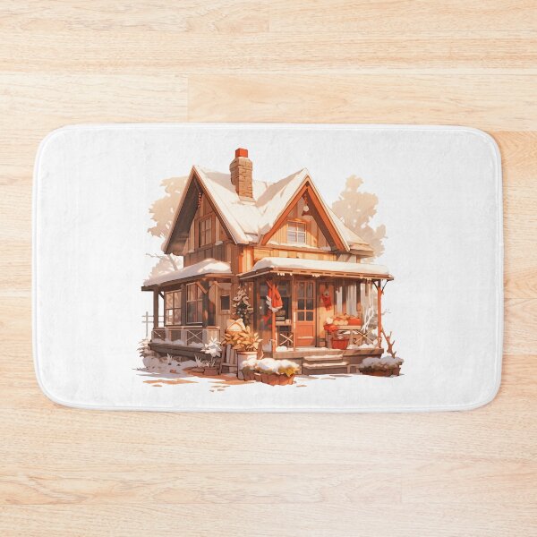 Item preview, Cozy Cute Cottage in Snow in Cottagecore and Rustic Style designed and sold by CozyKawaiiArt.