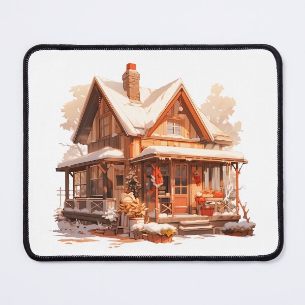 Item preview, Cozy Cute Cottage in Snow in Cottagecore and Rustic Style designed and sold by CozyKawaiiArt.
