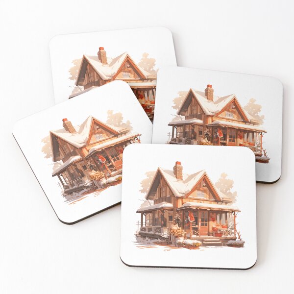 Item preview, Cozy Cute Cottage in Snow in Cottagecore and Rustic Style designed and sold by CozyKawaiiArt.