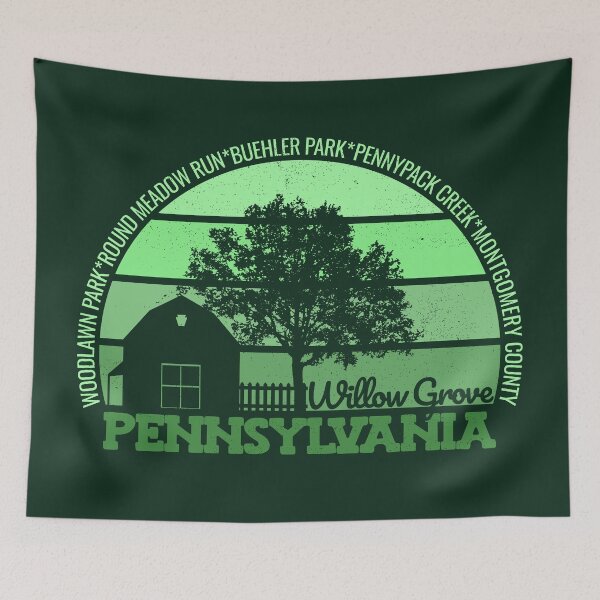 Item preview, Willow Grove Pennsylvania Sunset Retro Vintage Local Pride Logo designed and sold by CRHPOD20.
