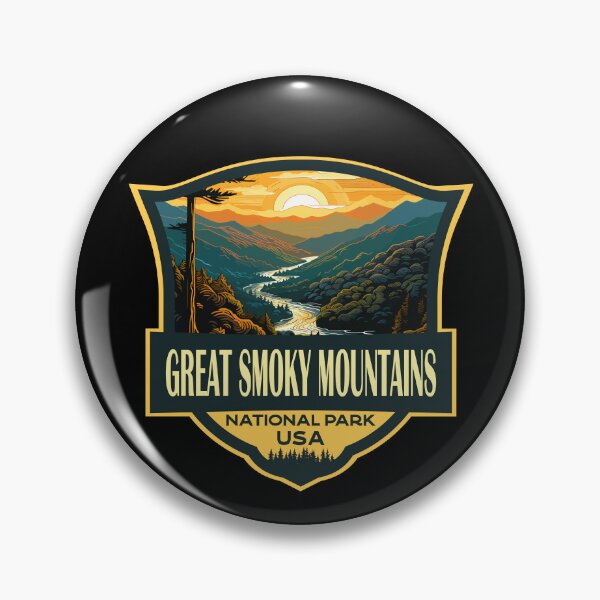 Item preview, Great Smoky Mountains National Park Illustration Retro Badge designed and sold by KrisSidDesigns.