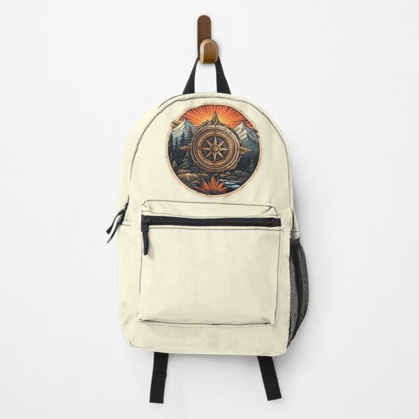 Item preview, Earthy Wilderness Navigation Hand-drawn Compass in Forest and Mountains designed and sold by meganohm.