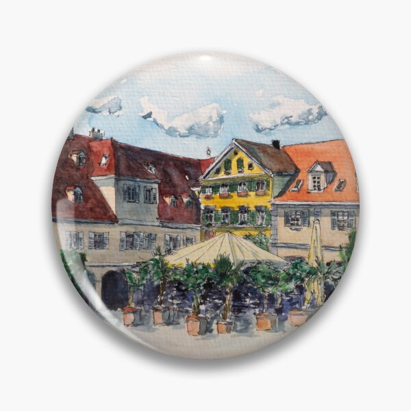 Item preview, Watercolor painting of houses in Marktplatz Ludwigsburg designed and sold by ShopEvaF.