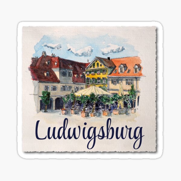 Item preview, Watercolor painting of houses in Marktplatz Ludwigsburg designed and sold by ShopEvaF.