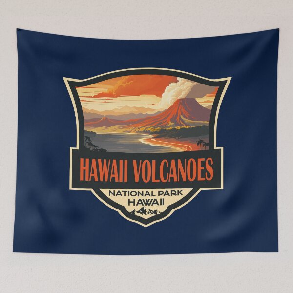 Item preview, Hawaii Volcanoes National Park Illustration Retro Badge designed and sold by KrisSidDesigns.