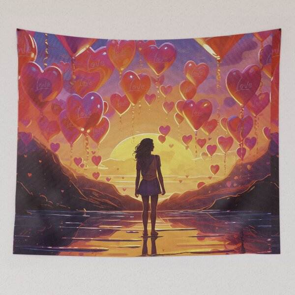 Item preview, Sunset Reflections of Romantic Love Heart Balloons. designed and sold by inkArtistryfine.