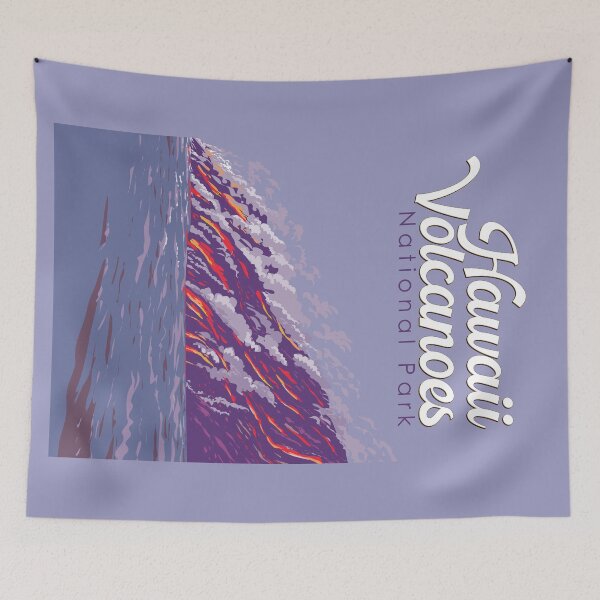 Item preview, Hawaii Volcanoes National Park Illustration Travel Art Vintage designed and sold by KrisSidDesigns.