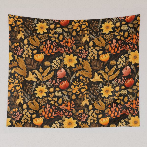 Item preview, Autumn bouquet of leaves and flowers, fantastic, colorful tile, pattern designed and sold by LuckyFamily.
