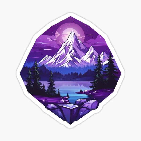 Vista previa del artículo con la obra «Escena De Montaña Nocturna De Amatista Púrpura», diseñado y vendido por meganohm.