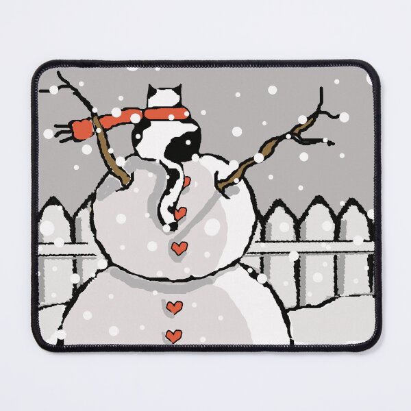 Item preview, Cat Sitting On Snowman Snowy Night Red Scarf  designed and sold by sfernleaf.