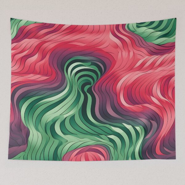 Item preview, Serpentine Flow: Green and Red Wave Art designed and sold by VectorPlace.