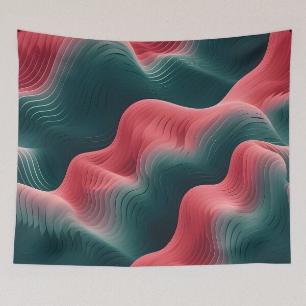 Item preview, Crimson Waves: Red and Teal Abstract Layers designed and sold by VectorPlace.
