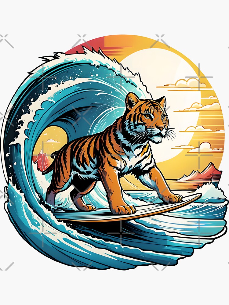 Surfing Tiger | Sticker