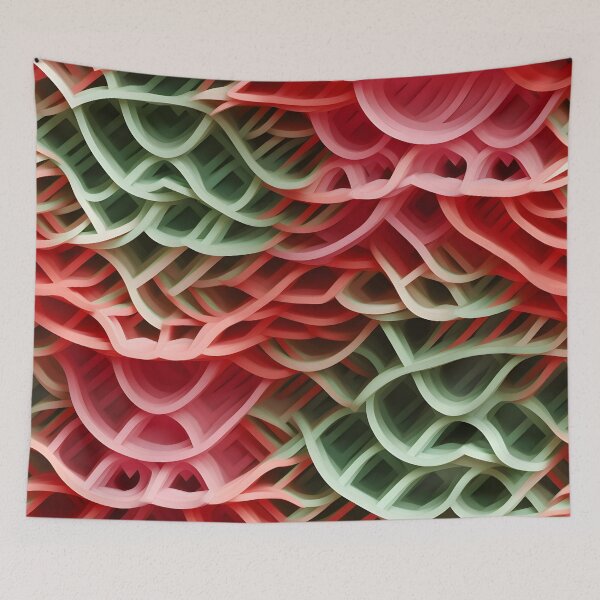 Item preview, Rosy Ribbons: Red and Green Abstract Weave designed and sold by VectorPlace.
